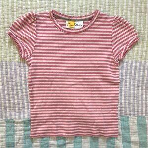 Mini Boden Pink Striped Pointelle Tee